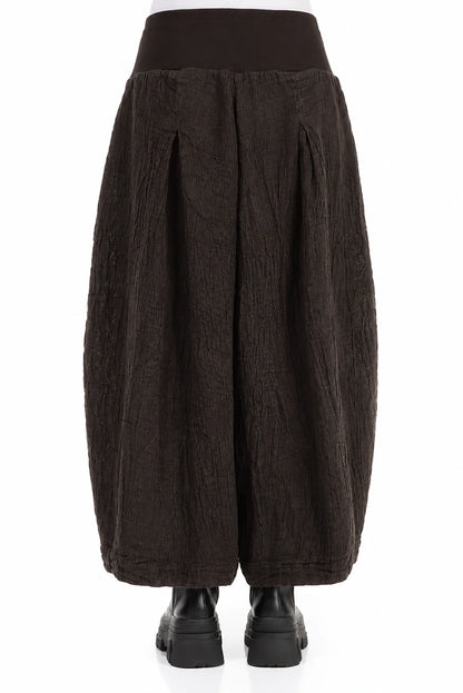 Loose Truffle Brown Mélange Linen Trousers