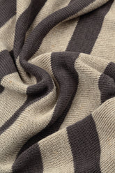Loose V-Neck Striped Brown Linen Jumper 5