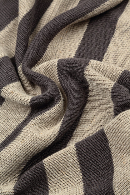 Loose V-Neck Striped Brown Linen Jumper 5