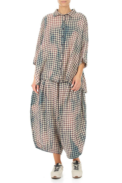 Lässige Leinenhose im Vintage-Karo-Look