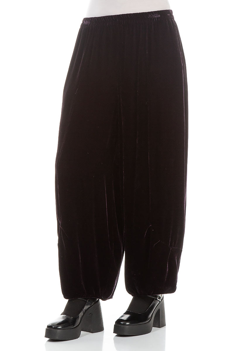 Loose Vintage Violet Silk Velvet Trousers 3