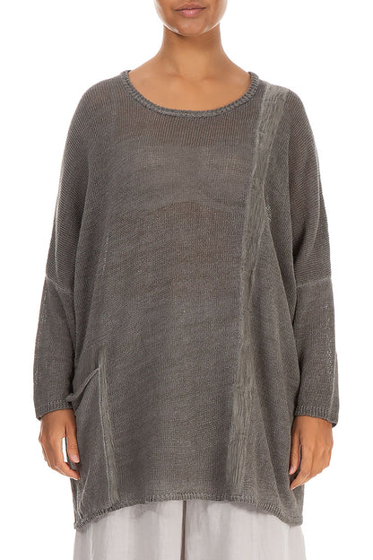 Loose Washed Effect Taupe Linen Jumper 1