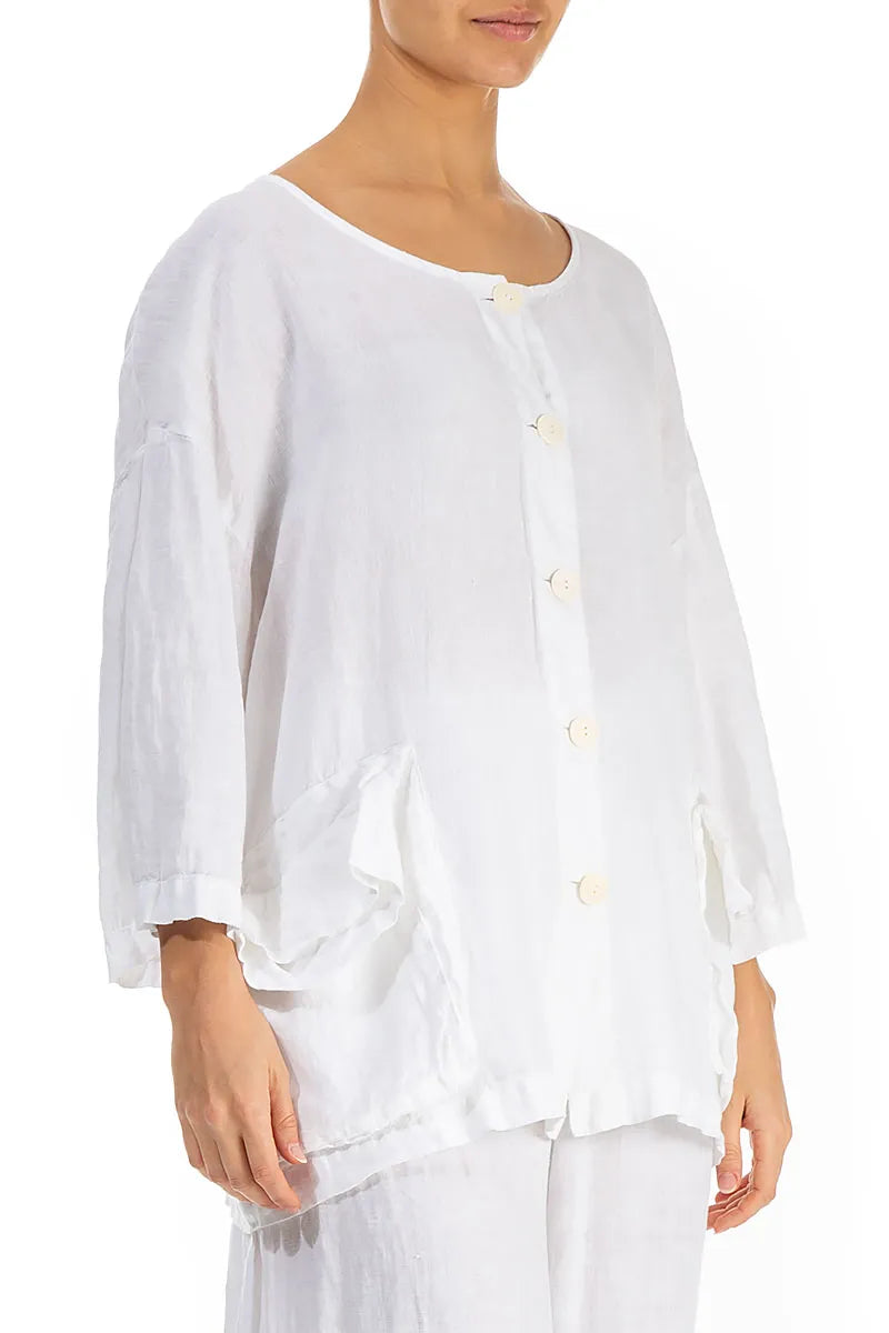 Veste ample en lin blanc