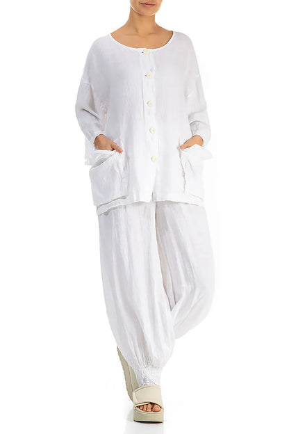 Veste ample en lin blanc