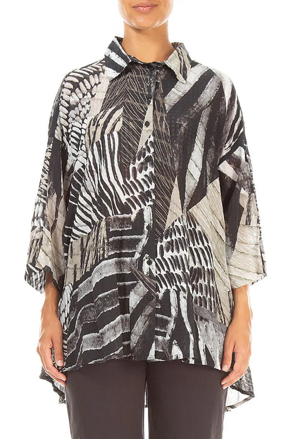 Loose Wild Ink Textured Silk Shirt