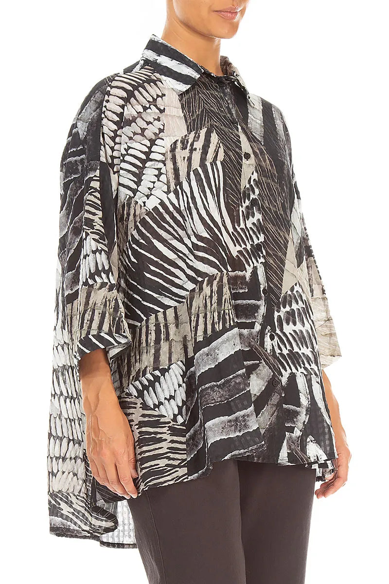Loose Wild Ink Textured Silk Shirt