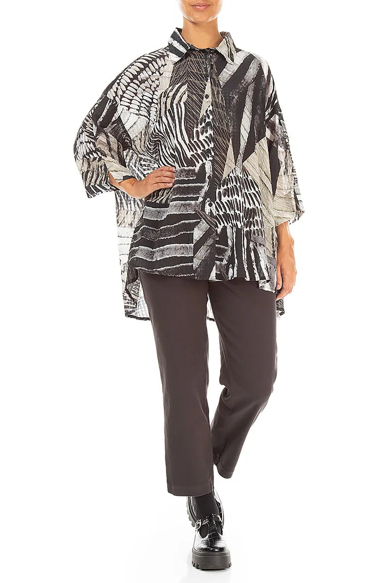 Loose Wild Ink Textured Silk Shirt