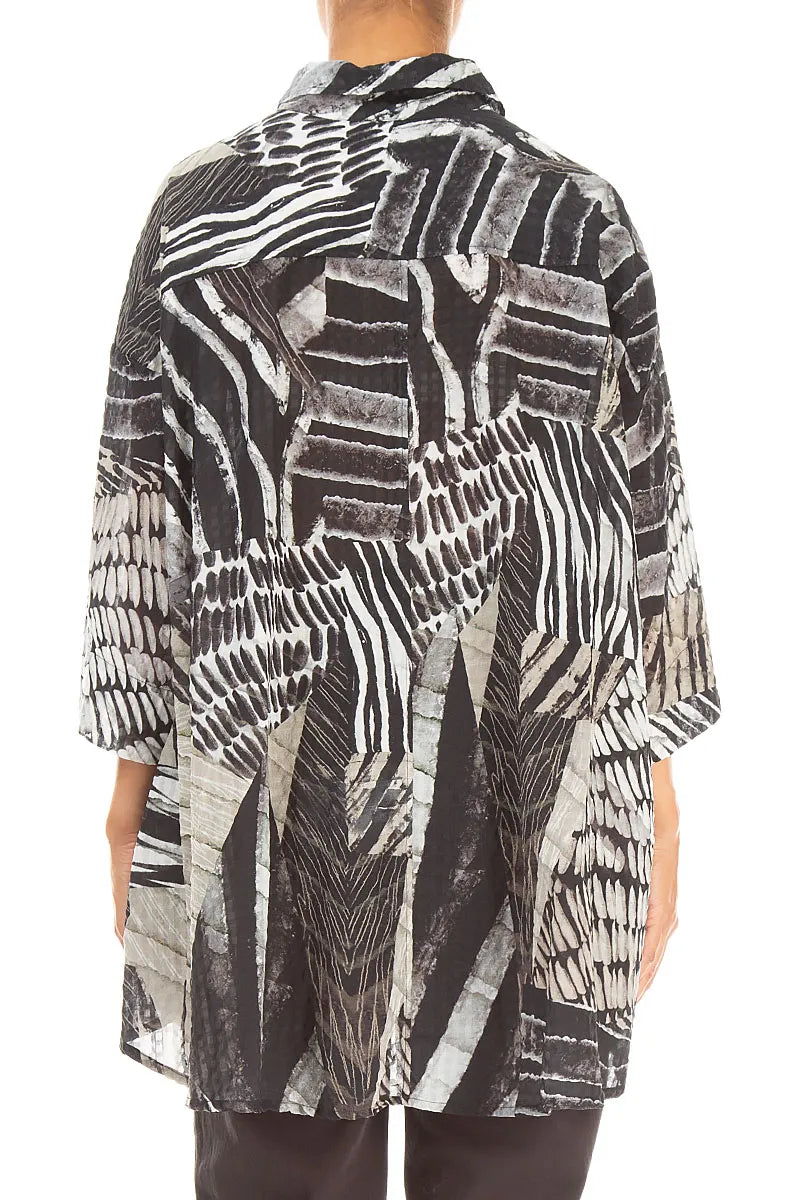 Loose Wild Ink Textured Silk Shirt