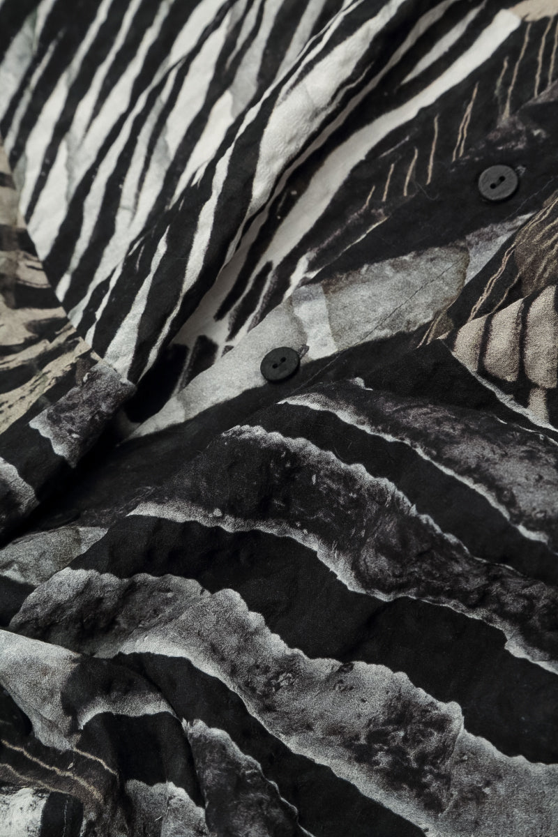 Loose Wild Ink Textured Silk Shirt