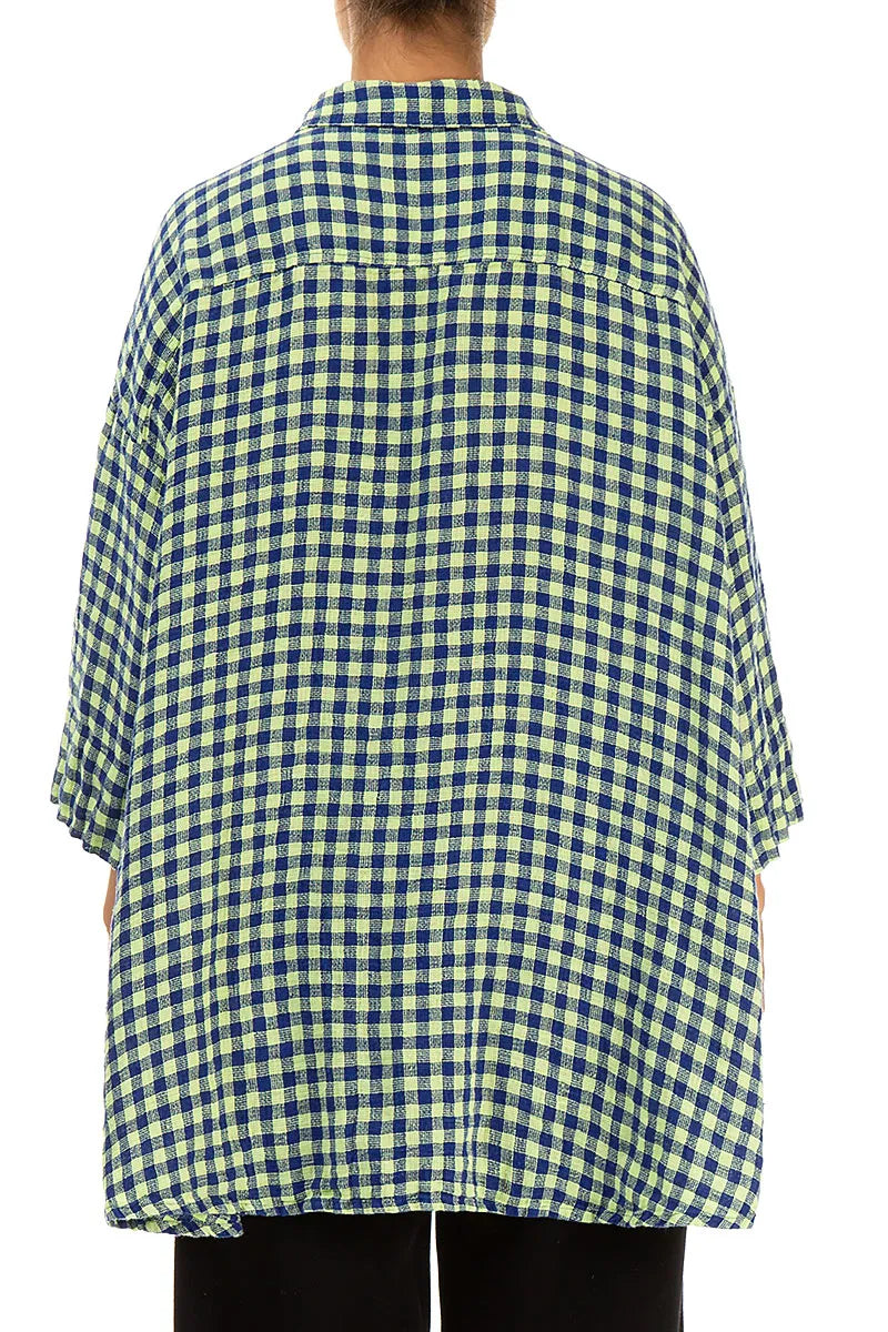 Loose Yellow Check Linen Shirt