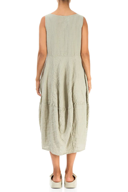 Sleeveless Balloon Laurel Green Linen Dress 2