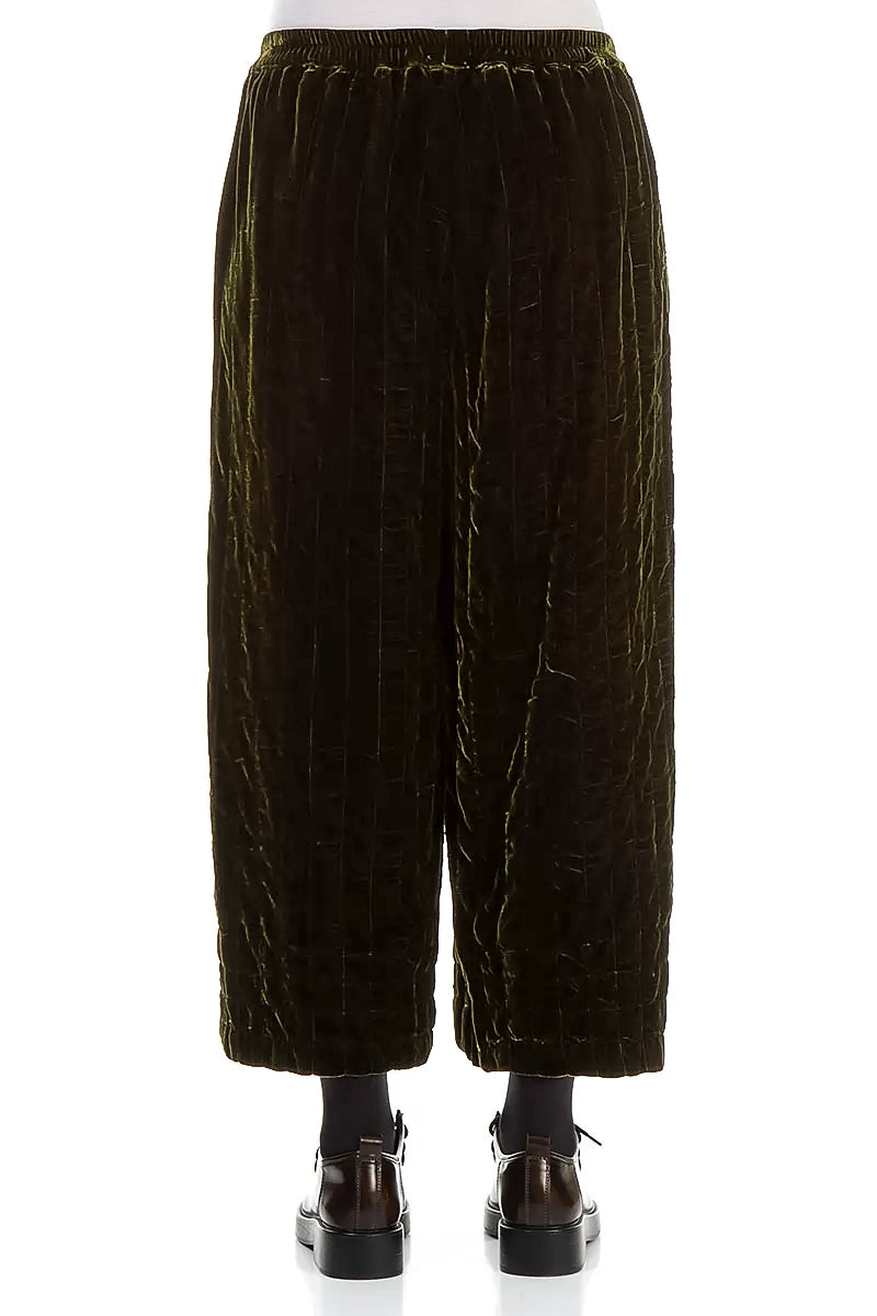 Forest Mist Pleated Silk Velvet Trousers