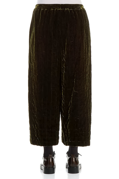 Forest Mist Pleated Silk Velvet Trousers