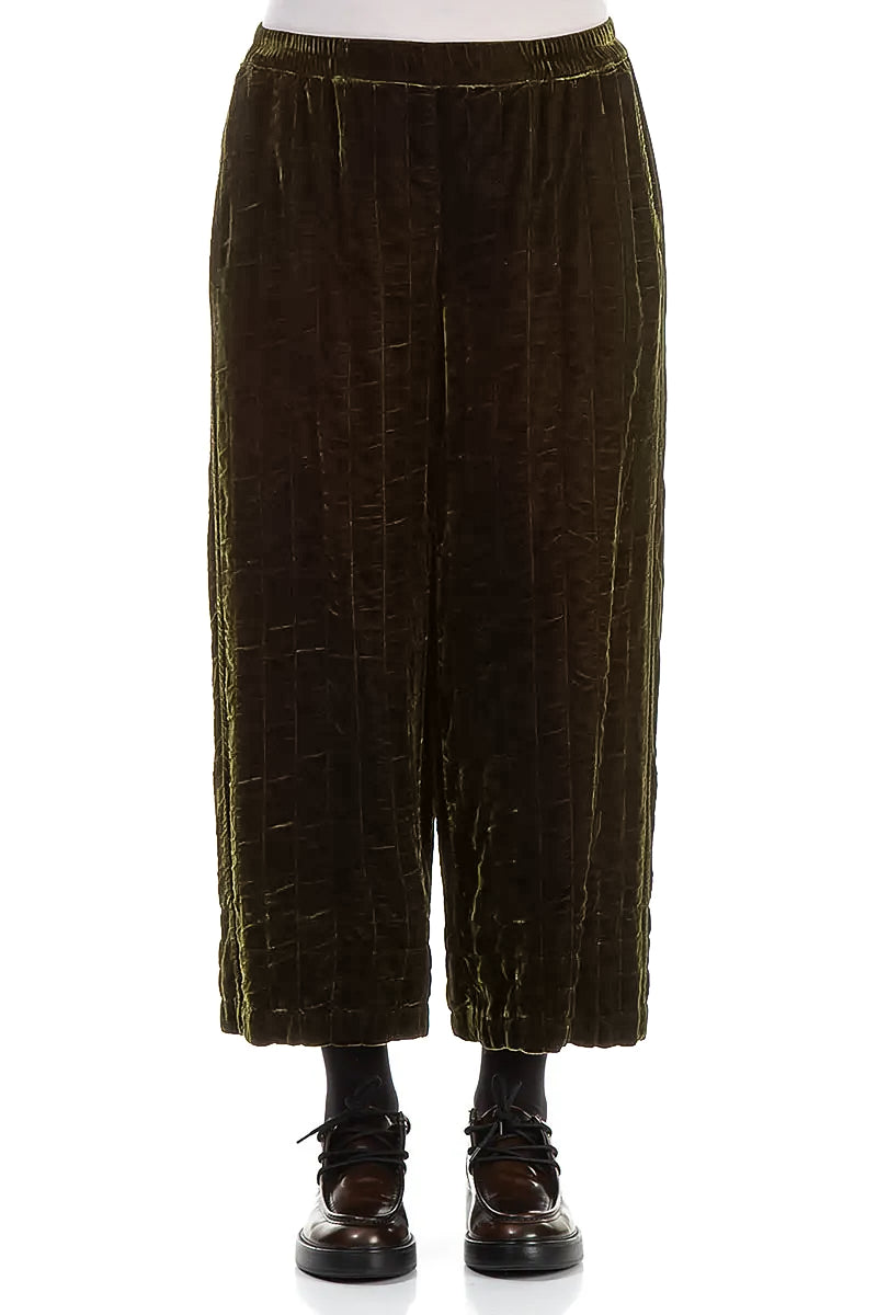 Forest Mist Pleated Silk Velvet Trousers