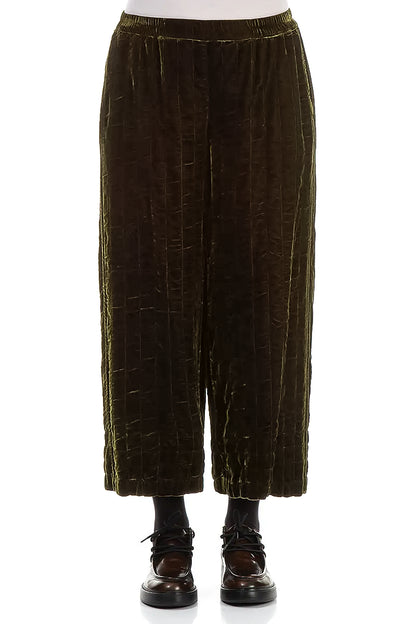 Forest Mist Pleated Silk Velvet Trousers