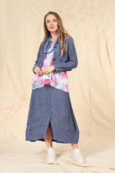 Crinkled Blue Nova Silk Skirt 5