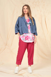 Boxy Blue Nova Linen Blazer Jacket 6
