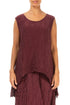 Longer Back Crinkled Burgundy Silk Blouse 1