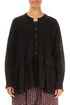 Frilled Hem Black Linen Cardigan 1