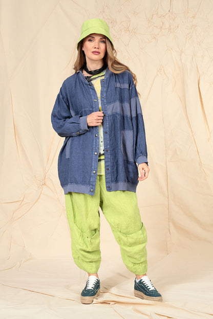 Six Pockets Lime Linen Trousers 5