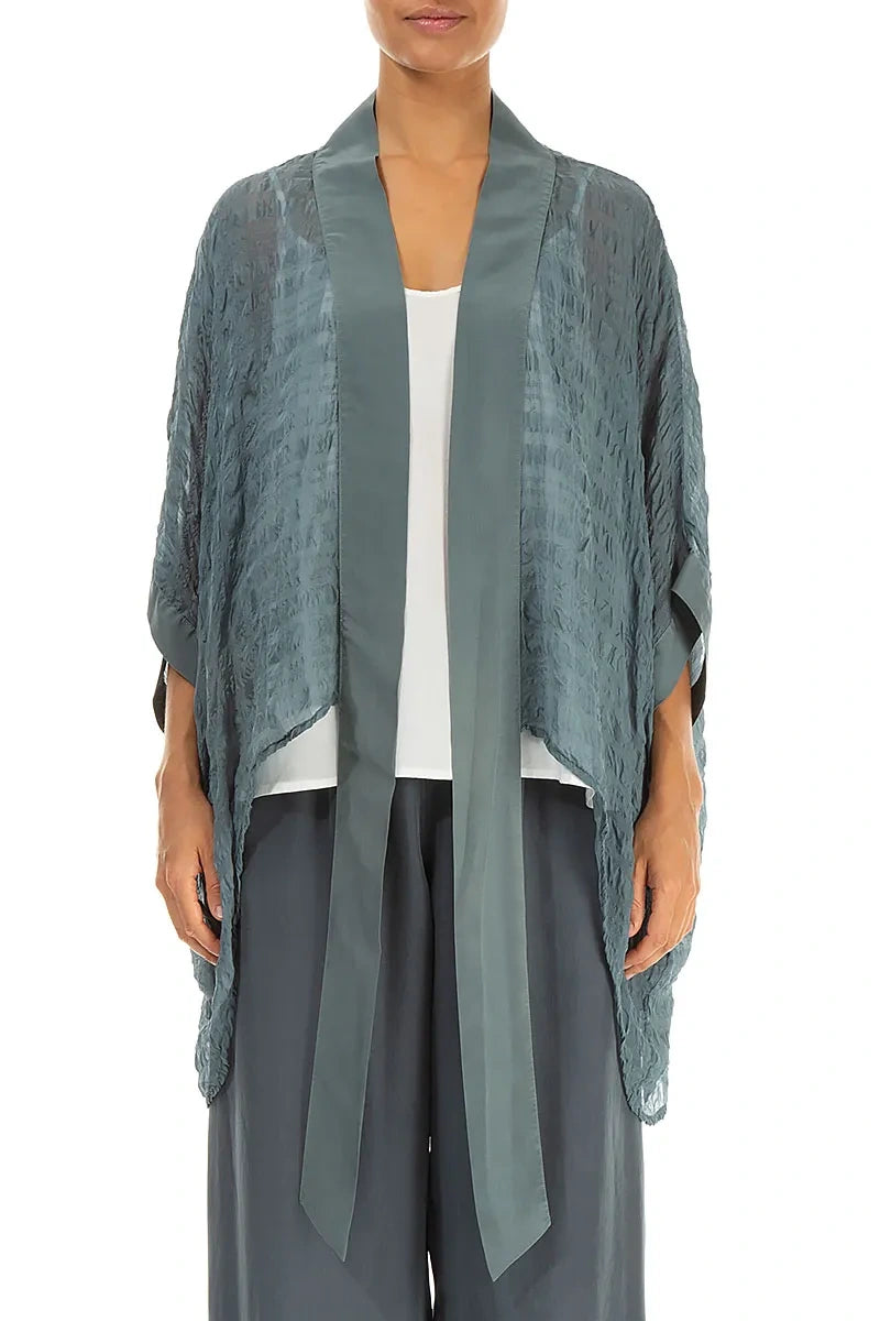 Tie Up Sage Textured Silk Jacket 2