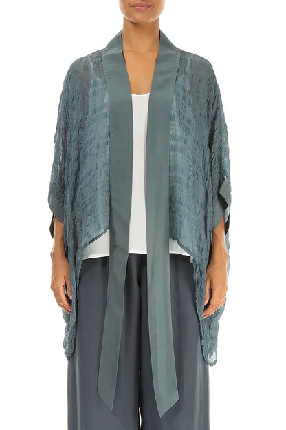 Tie Up Sage Textured Silk Jacket 2