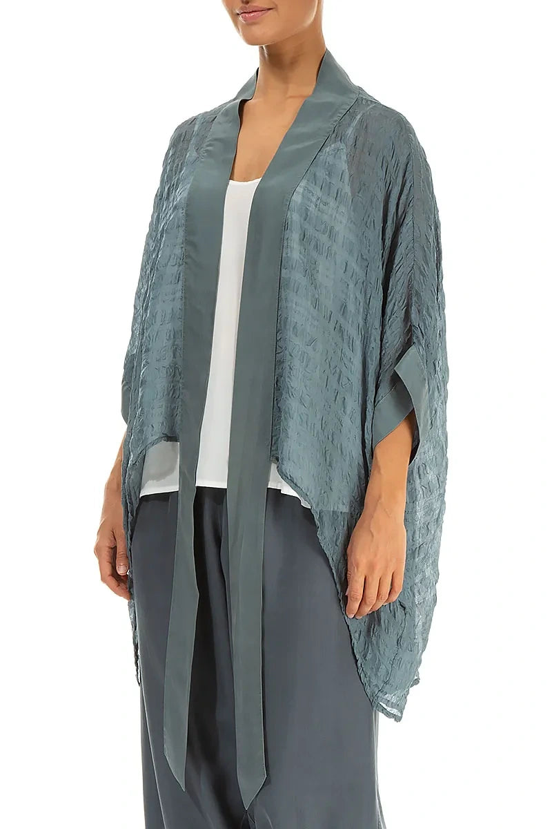 Tie Up Sage Textured Silk Jacket 4