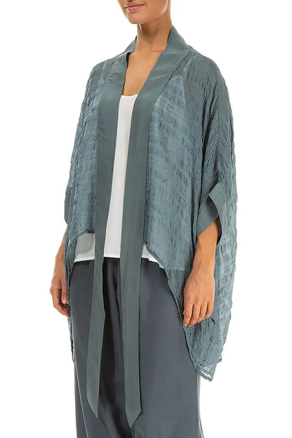 Tie Up Sage Textured Silk Jacket 4