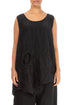 Sleeveless Crinkled Black Silk Tunic 1