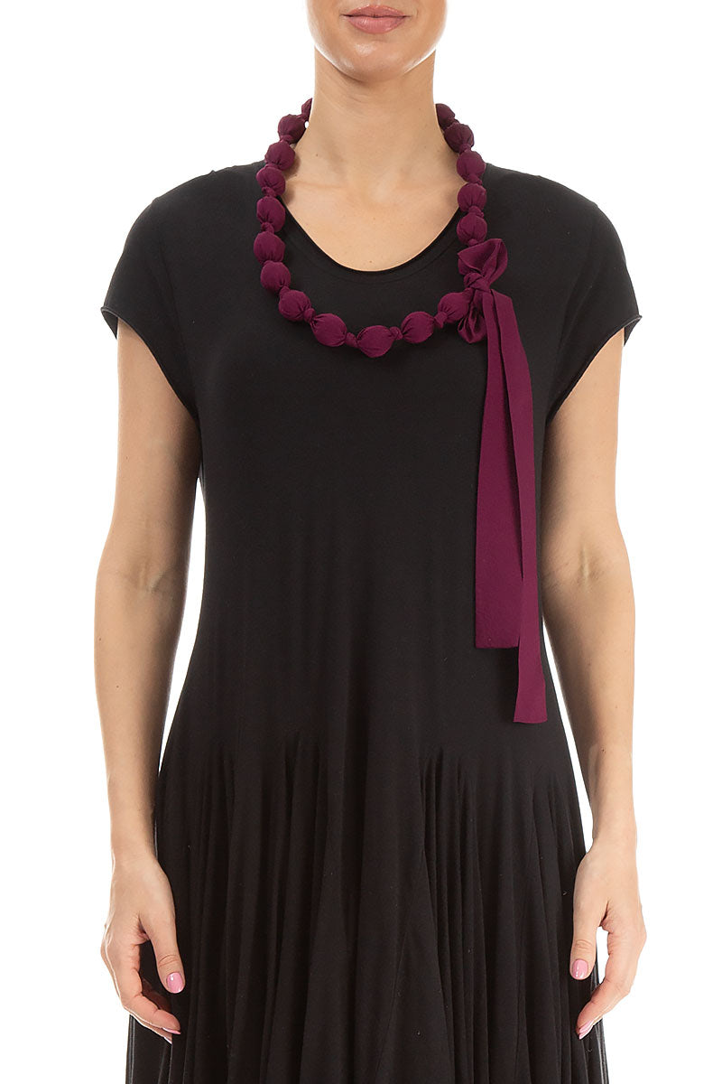 Magenta Silk Bamboo Bead Necklace 1