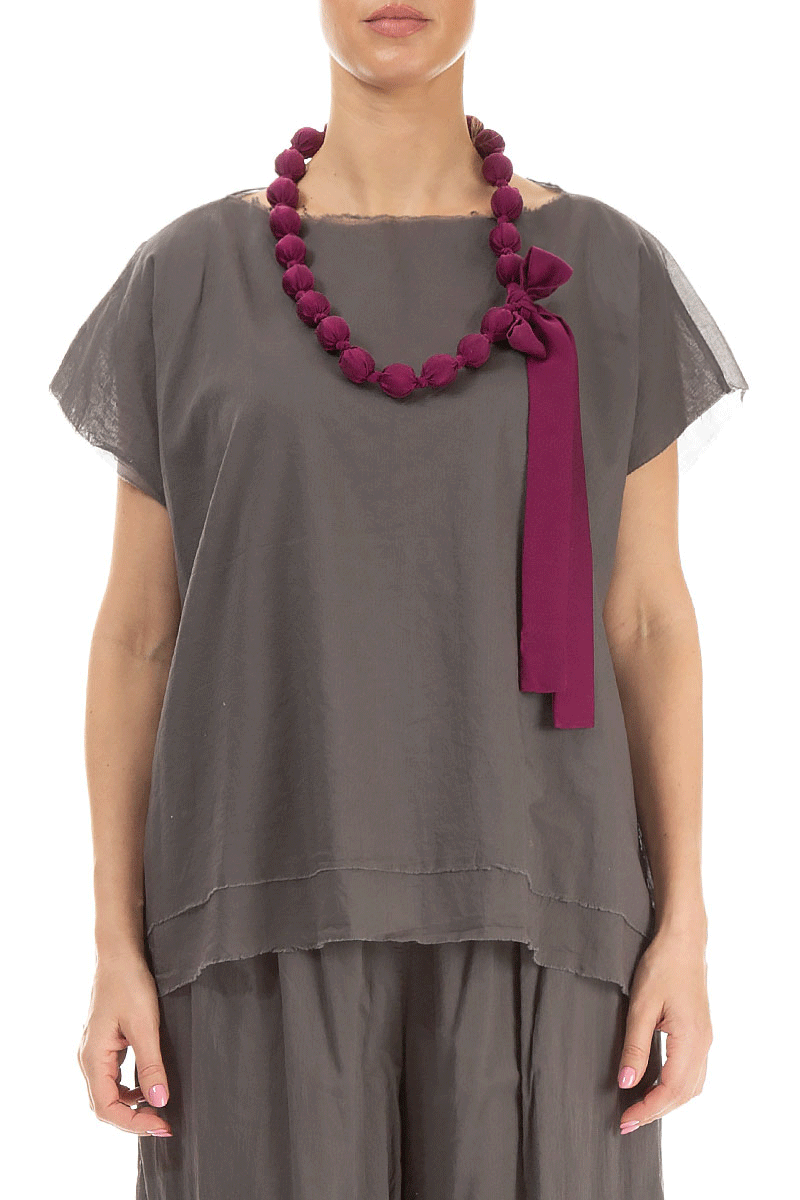 Magenta Silk Bead Necklace 1