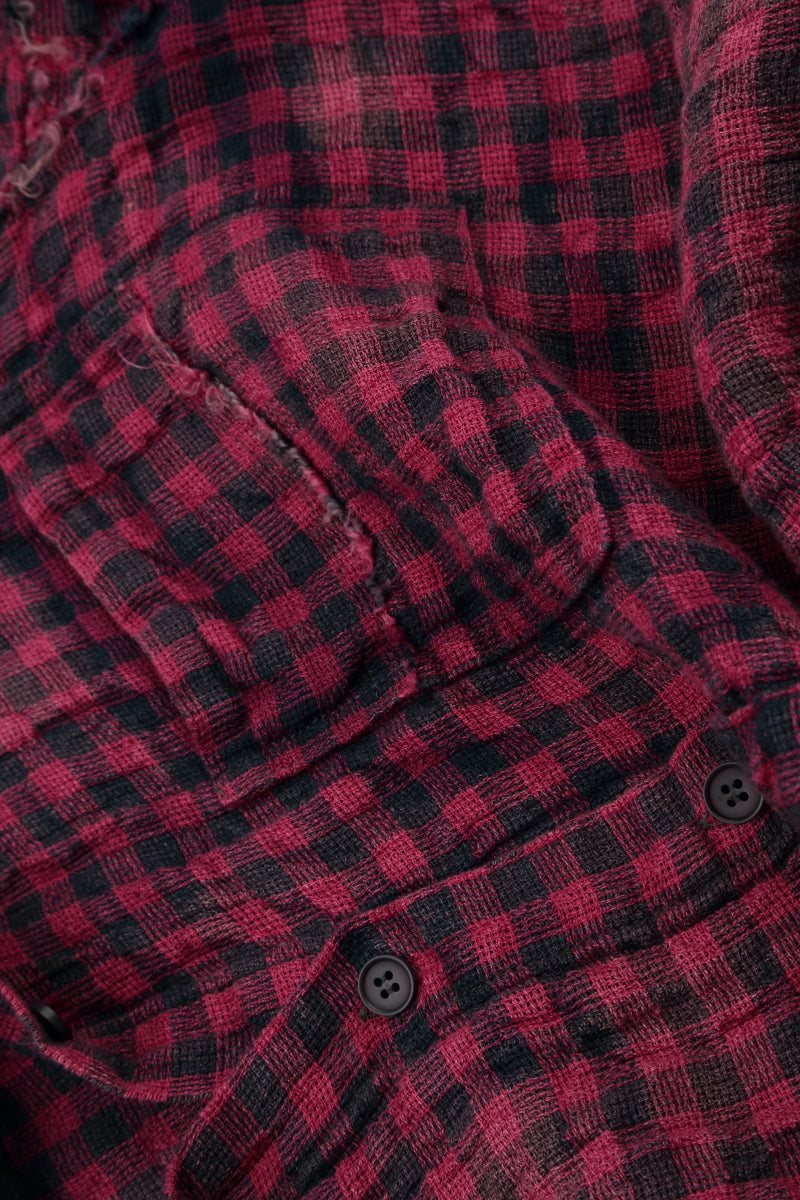 Magenta Watercolour Check Linen Shirt 5