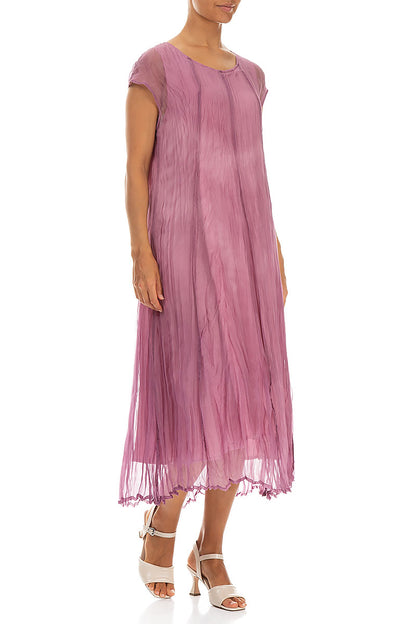 Mauve Taupe Cloudy Silk Chiffon Dress 3