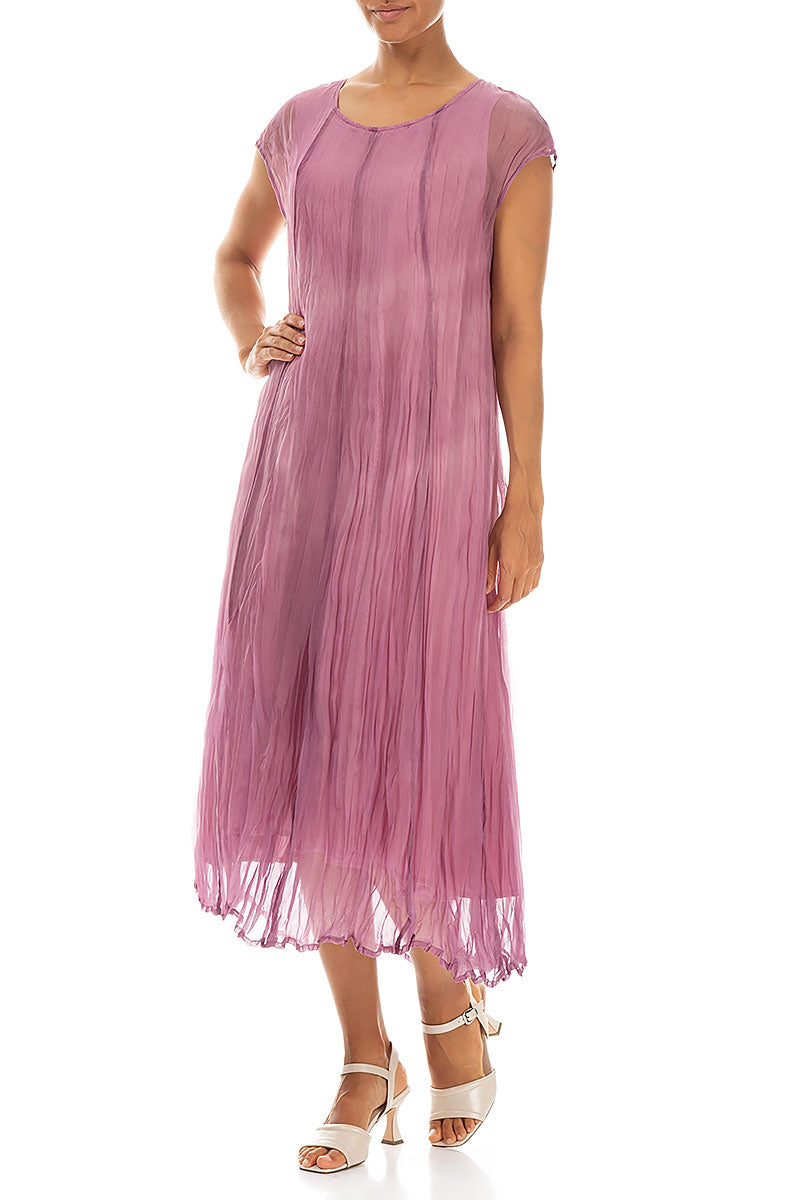 Mauve Taupe Cloudy Silk Chiffon Dress 4