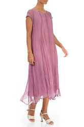 Mauve Taupe Crumpled Silk Chiffon Dress 3
