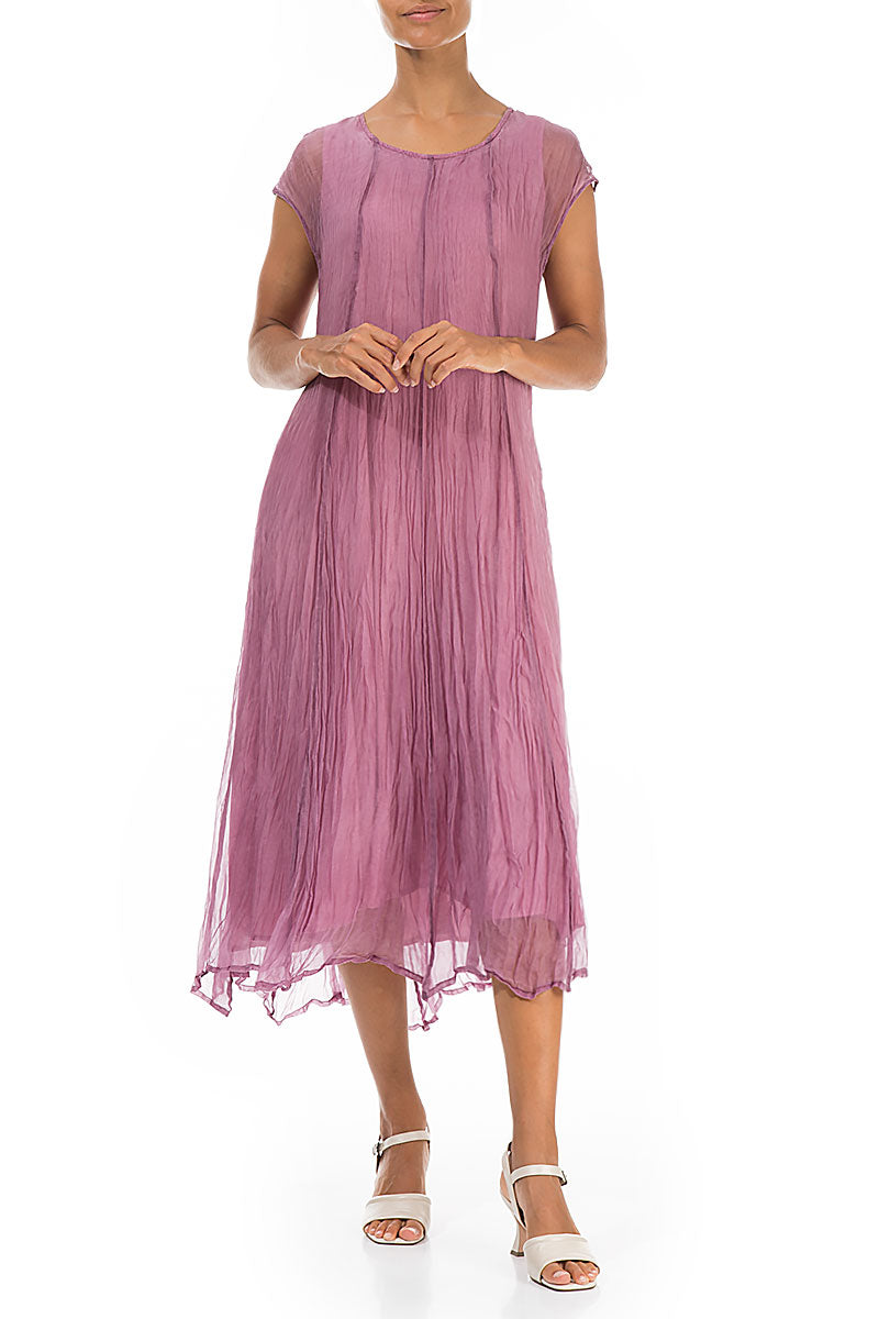 Mauve Taupe Crumpled Silk Chiffon Dress 4