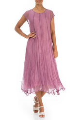 Mauve Taupe Crumpled Silk Chiffon Dress 5