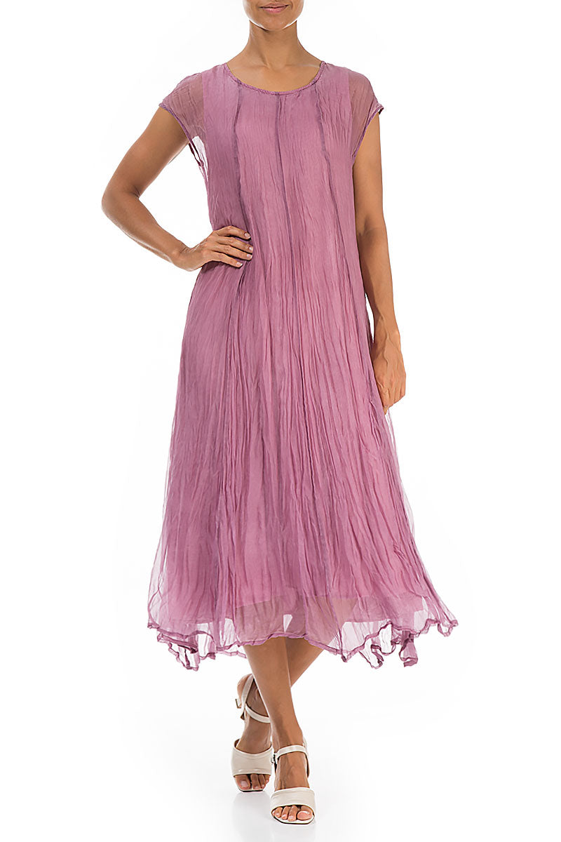Mauve Taupe Crumpled Silk Chiffon Dress 5