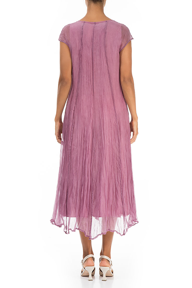 Mauve Taupe Crumpled Silk Chiffon Dress 2