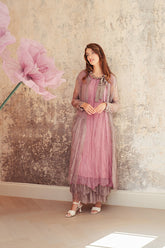 Mauve Taupe Crumpled Silk Chiffon Dress 7