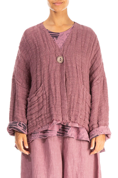 Mauve Taupe Lined Handwoven Linen Jacket 1