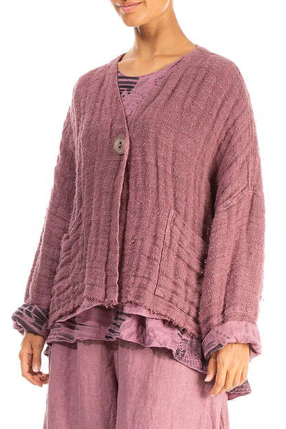 Mauve Taupe Lined Handwoven Linen Jacket 3