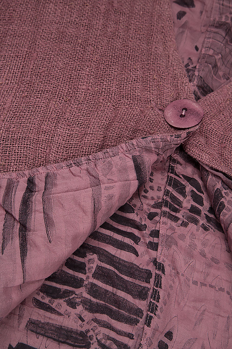 Mauve Taupe Lined Handwoven Linen Jacket 5