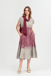 Mauve Taupe Ombré Pure Silk Dress 1