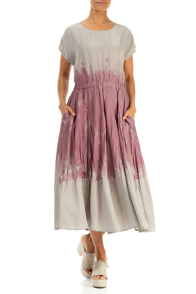 Mauve Taupe Ombré Pure Silk Dress 5