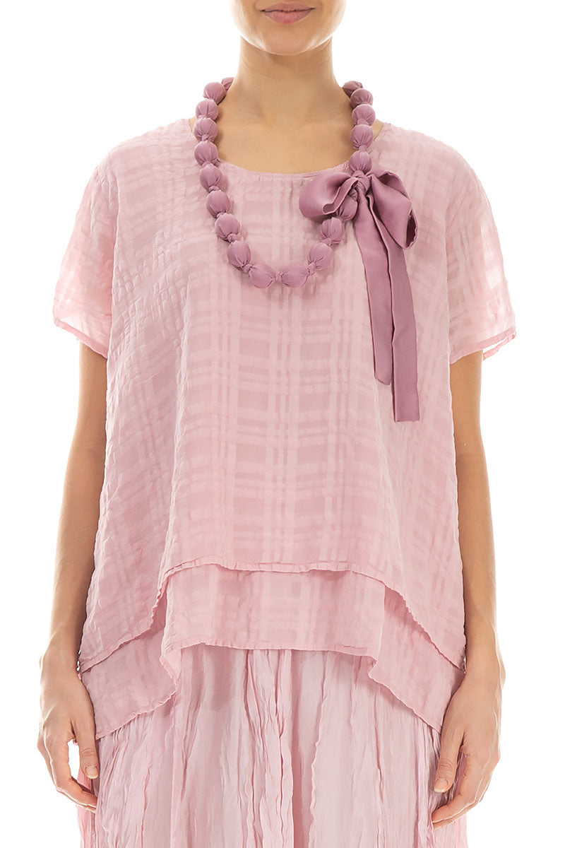 Mauve Taupe Silk Bead Necklace 1