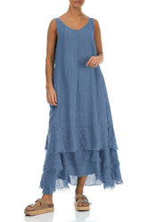 Maxi Blue Nova Gauze Linen Dress 4