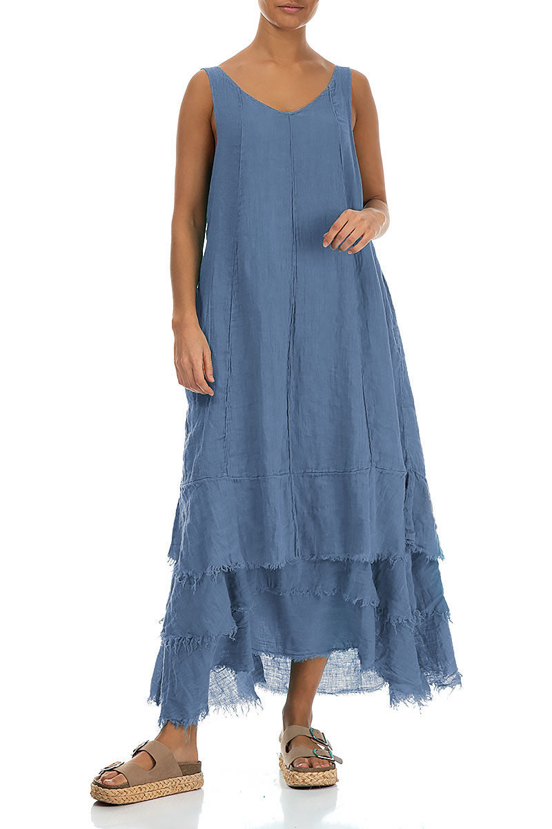 Maxi Blue Nova Gauze Linen Dress 4
