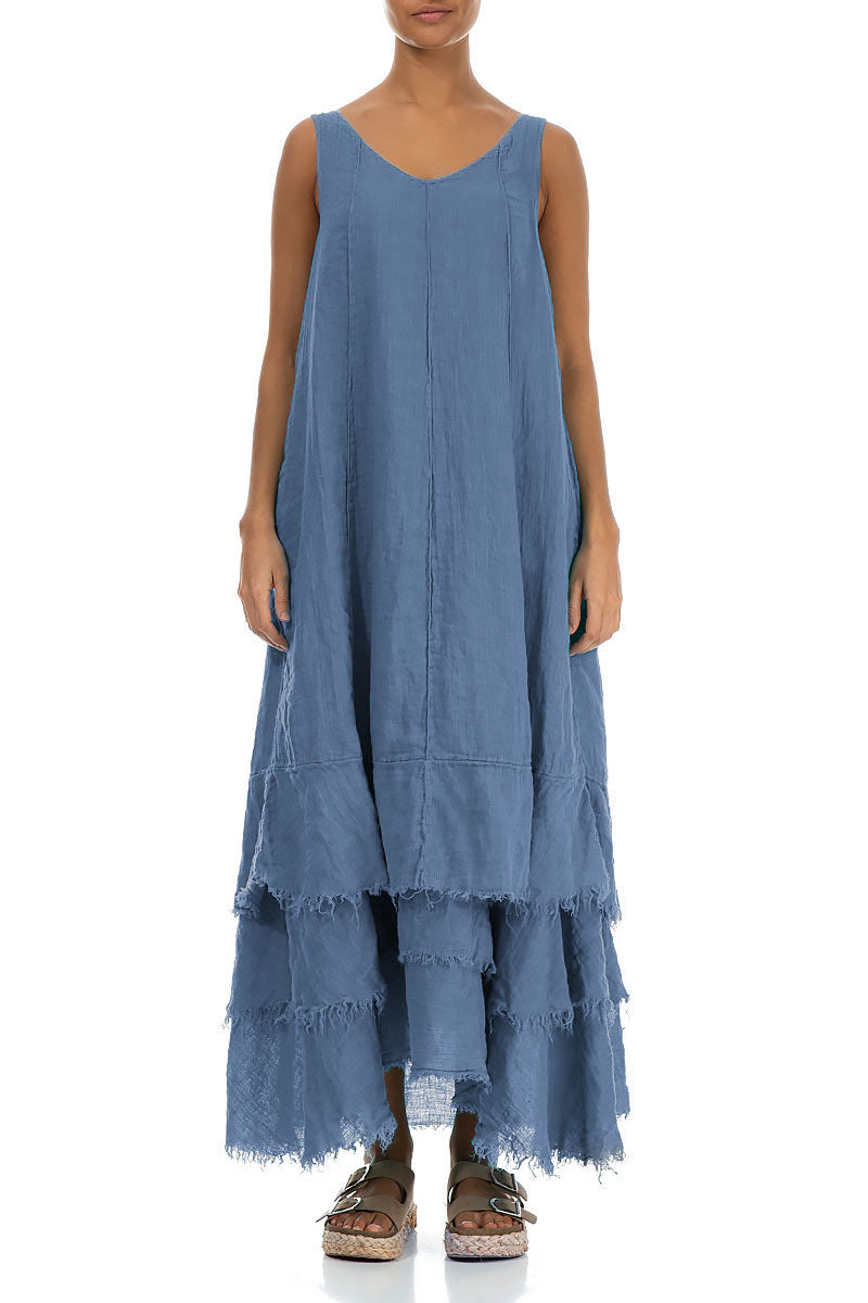 Maxi Blue Nova Gauze Linen Dress 1