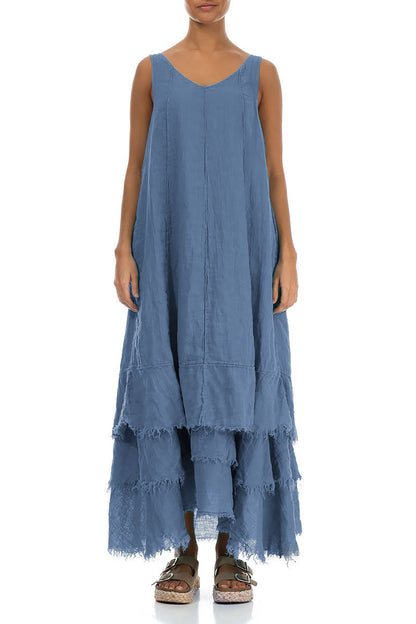 Maxi Blue Nova Gauze Linen Dress 1